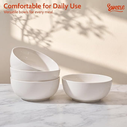 Sweese 24 oz Ceramic Cereal Bowl Set of 4, Round Serving Bowl - Image 7