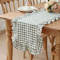 HunnmingRe 1 Pc Gingham Table Runner Green, 118 X 13.8 Inch | Cotton Dresser by HunnmingRe