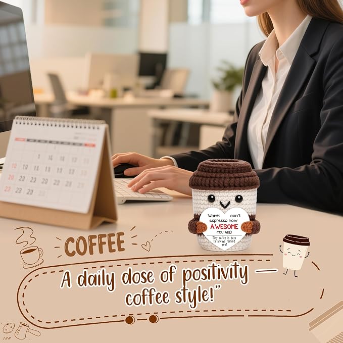 Positive Crochet Coffee Cup Cheer Up Gift, Inspirational Gift - Image 4