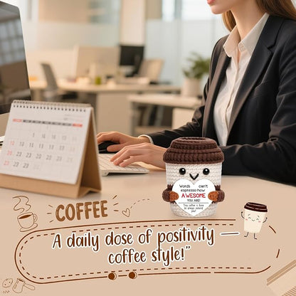Positive Crochet Coffee Cup Cheer Up Gift, Inspirational Gift - Image 4