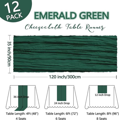 12 Pack Emerald Green Cheesecloth Table Runner 10Ft Gauze Cheese Cloth Table - Image 2