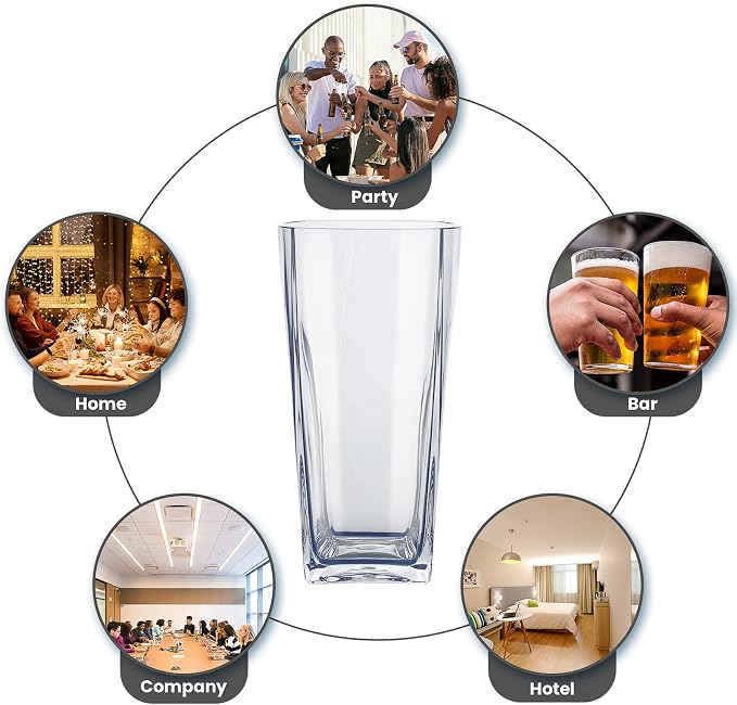 Top-spring 20 Oz Reusable Plastic Water Tumbler 6pcs Clear BPA Free | Thickened - Image 8