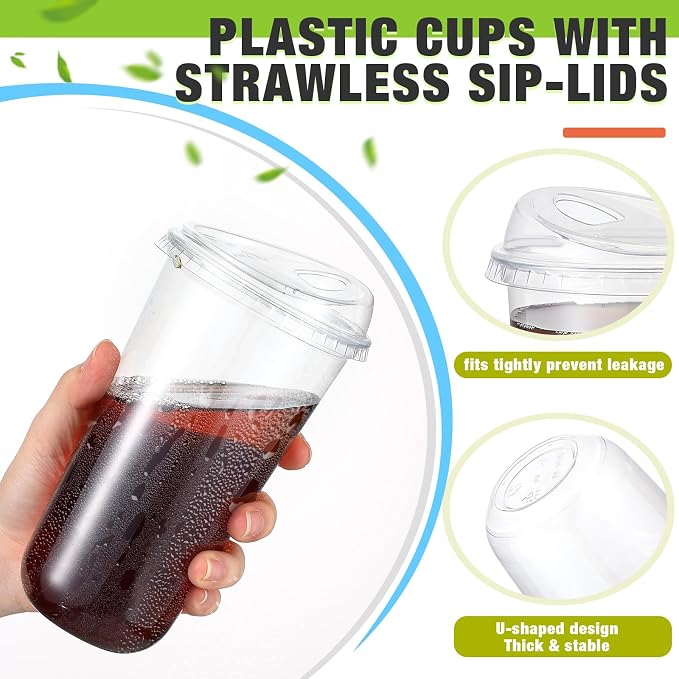 Ziliny 50 Sets Clear Plastic Coffee Cups - Image 4