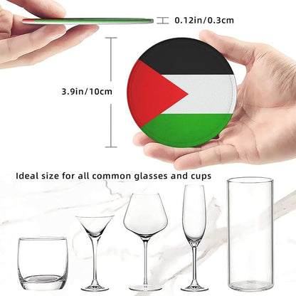 6 Pack Palestine Flag Leather Coaster - Image 4