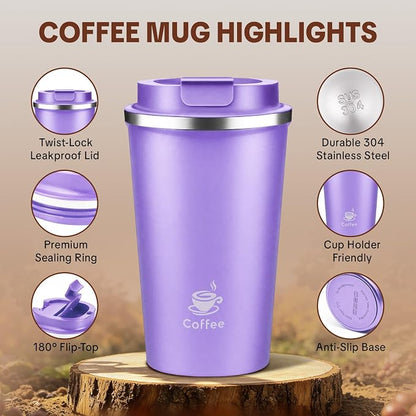 17oz Travel Coffee Mug, Leakproof Vacuum Coffee Cup Insulated Tumbler | 304 - Image 3