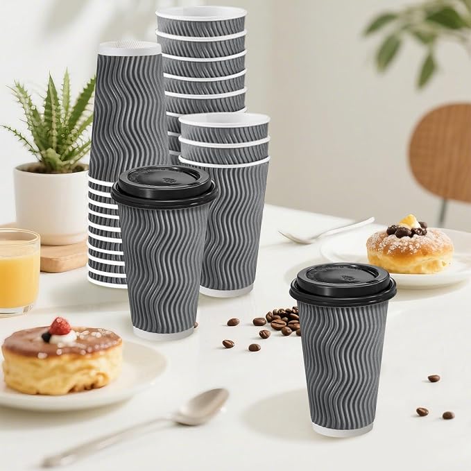 Clawsoff 50 Pack 20 oz Disposable Insulated Coffee Cups - Image 5
