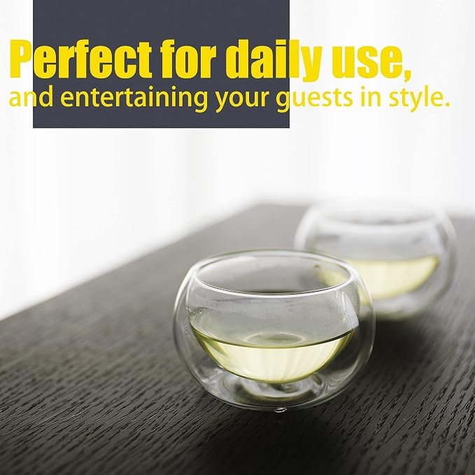 PunPun 2.7oz. 80ml Double Wall Borosilicate Glass Tea Cups Espresso Cups - Image 5