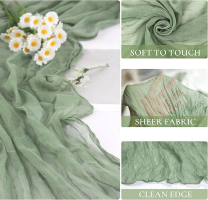 10 Pack Sage Green Cheesecloth Table Runner 35x120 Inch, Boho 10FT Cheese Cloth - Image 3