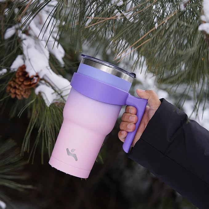 Konokyo 40 oz Tumbler with Handle and Straw, Insulated Travel Mug | Pastel - Image 7
