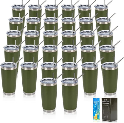 IEOVIEE 32 Pack 20oz Stainless Steel Insulated Bulk Tumblers by IEVOIEE