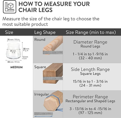 Aneaseit Chair Leg Floor Protectors - 32 pcs Brown - Felt Bottom Silicone Pads for Hardwood Floors & Furniture Feet - Rubber Caps for Chairs - Medium