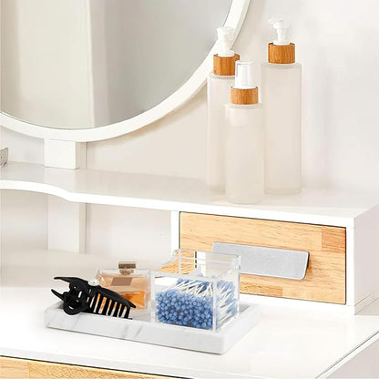 Clear Acrylic Qtip Holder With Lid Cotton Balls Swab Organizer,Square Q Tip Storage, Floss Picks, Bath Salts, Cotton Wab Holder,Home Bathroom Decor (DP011)