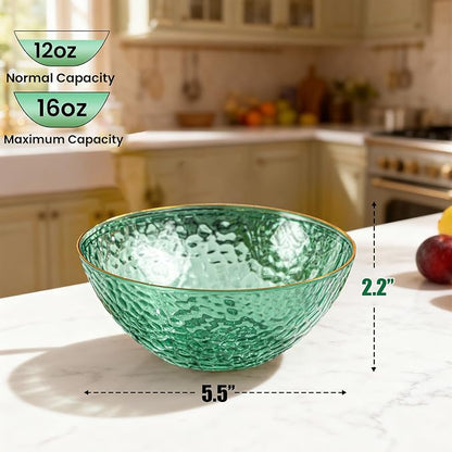 30 Pack 12 Ounce Clear Green Plastic Bowls Serving Bowls Hammered - Image 4