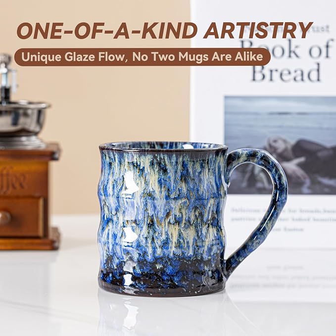 Unique Reactive Glaze Ceramic Coffee Mug - 15 oz Large Coffee Cup - Image 2