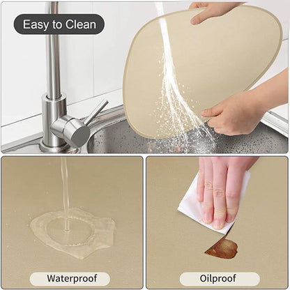 Faux Leather Placemats Set of 2 and Coasters, Heat Resistant Placemats for Dining Table, Waterproof Wipeable Washable Dinner Table Mats, Easy to Clean Kitchen Place Mats Romantic Golden