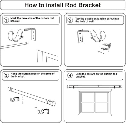 Curtain Rods for Windows 16 to 28 or 40 Inches Max Adjustable Length 1 Inch Diameter Window Curtain Rod with Aluminium Finials, Black