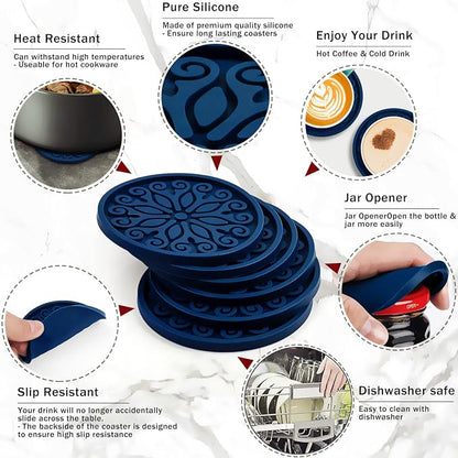 Coasters for Drinks, Resistant Reusable Silicone Coasters - Image 5