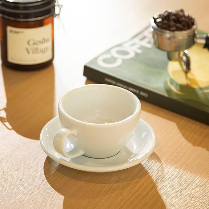 Loveramics Latte Art Mug with Saucer, 10 oz Ceramic Coffee cups with Round - Image 6