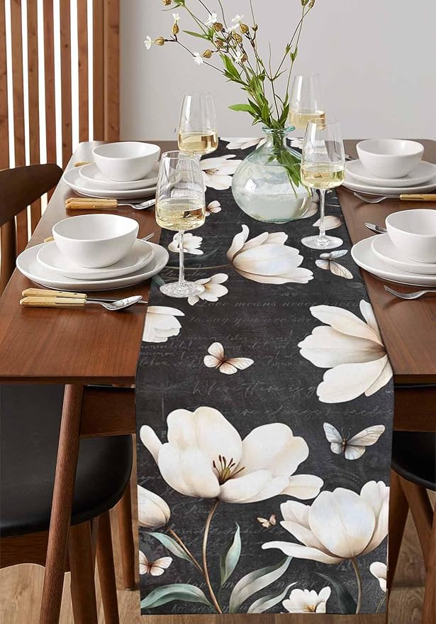 Farmhouse Floral Table Runners 72 Inches Long, Cotton Linen Fabric Table Runner - Image 2