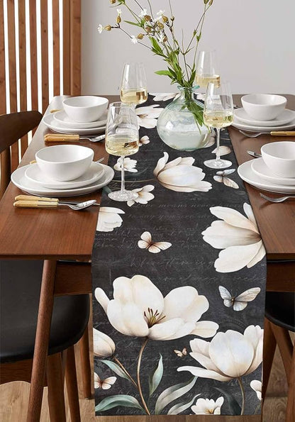 Farmhouse Floral Table Runners 72 Inches Long, Cotton Linen Fabric Table Runner - Image 2
