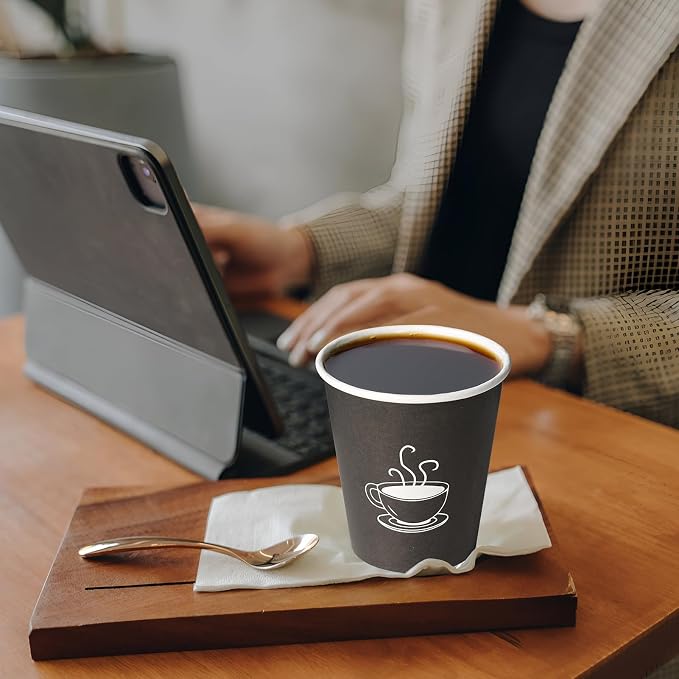 TV TOPVALUE 10 oz Paper Coffee Cups, Hot Coffee Tea Latte, Morning Breakfast - Image 6