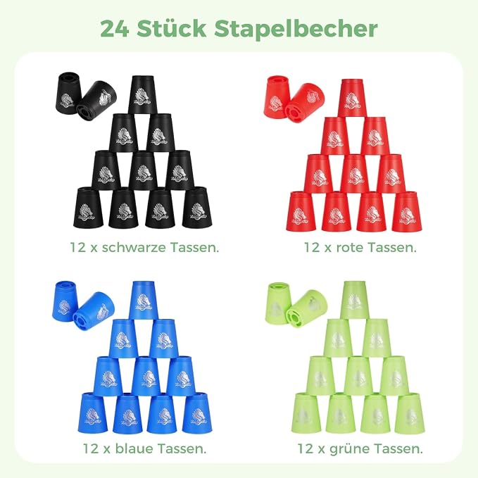 yeesport 48 Sport Stacking Cups Red/Blue/Green/Black Game - Image 6