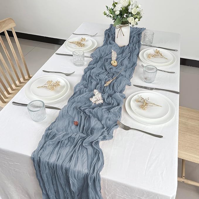 12 Pack Dusty Blue Cheesecloth Table Runner 10ft Boho Gauze Cheese Cloth Table - Image 2
