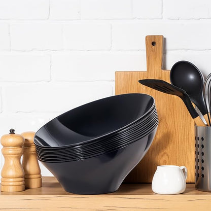 bUCLA 12 Pack Black Plastic Serving Bowls - 54 OZ Angled Bowls Disposable - Image 6