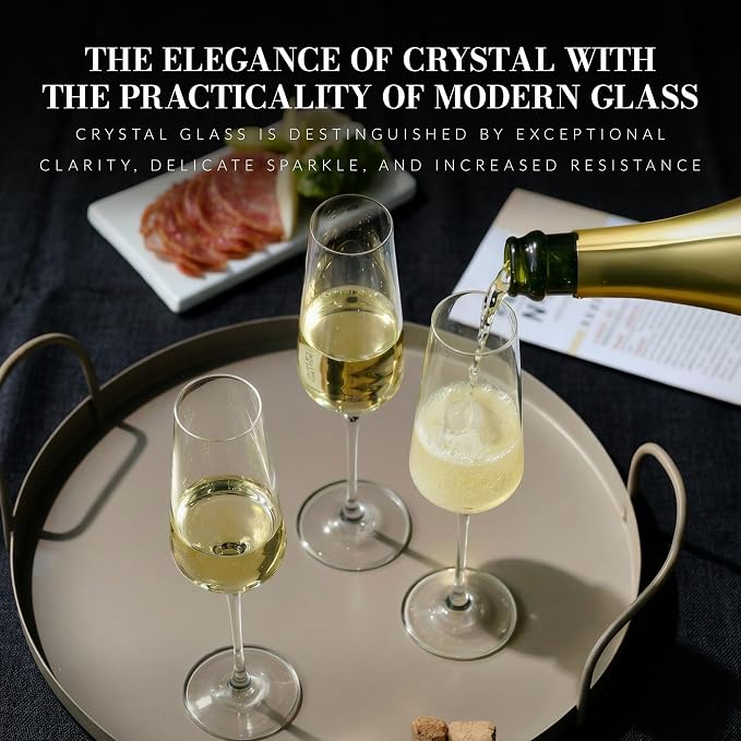KROSNO Crystal Champagne Flute Glass | Set of 6 | 6.1 oz | Avant-Garde - Image 7