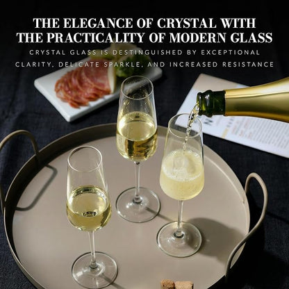 KROSNO Crystal Champagne Flute Glass | Set of 6 | 6.1 oz | Avant-Garde - Image 7