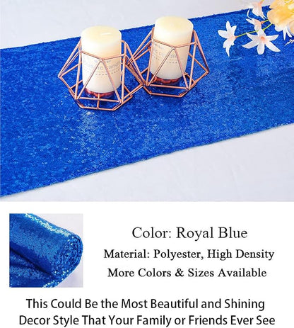 ShinyBeauty 12x72-Inch Royal Blue Rectangle-Sequin Table Runner - Image 4