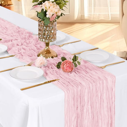 6 Pack Light Pink Cheesecloth Table Runner, 17 x 108 Inch, Gauze Cheese Cloth - Image 3