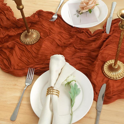 3 Pack Terracotta Cheesecloth Table Runner 120 Inch Boho Wedding Decor | - Image 5