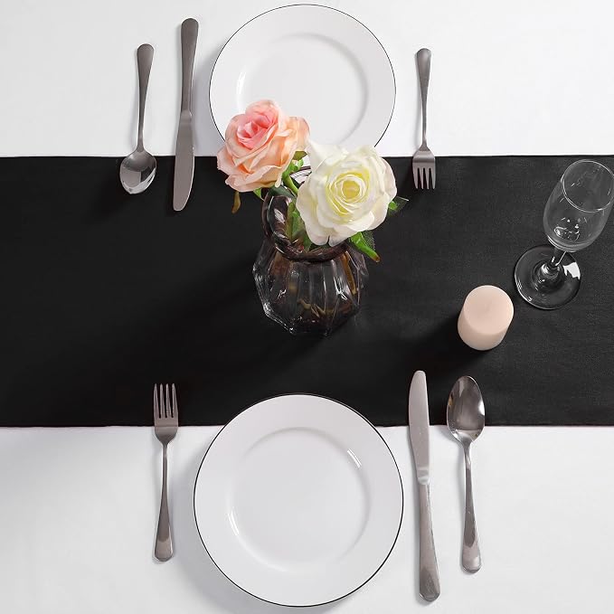 Manyshofu Black Satin Table Runner 12x108 - Image 3