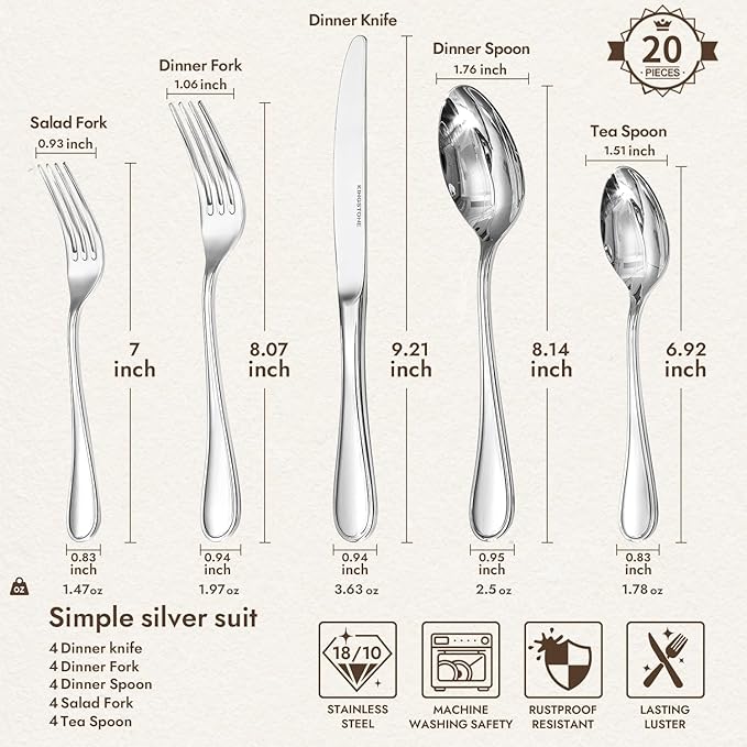 18/10 Stainless Steel Silverware Set - Image 2