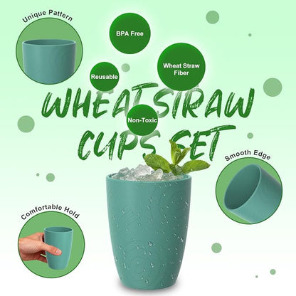 Wheat Straw Cups, Plastic Cups Unbreakable Drinking Cups Set of 6, Reusable - Image 2