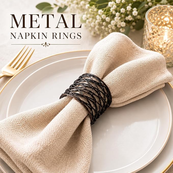 ALPHA Living HOME Napkin Rings Set 12 of Premium 100% Metal, Rust-Resistant - Image 2