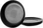 10.5 inch Ribbed Dinner Plate Set of 6, Round Opal Glass Black Dinnerware Plates, Dishwasher and Microwave Safe