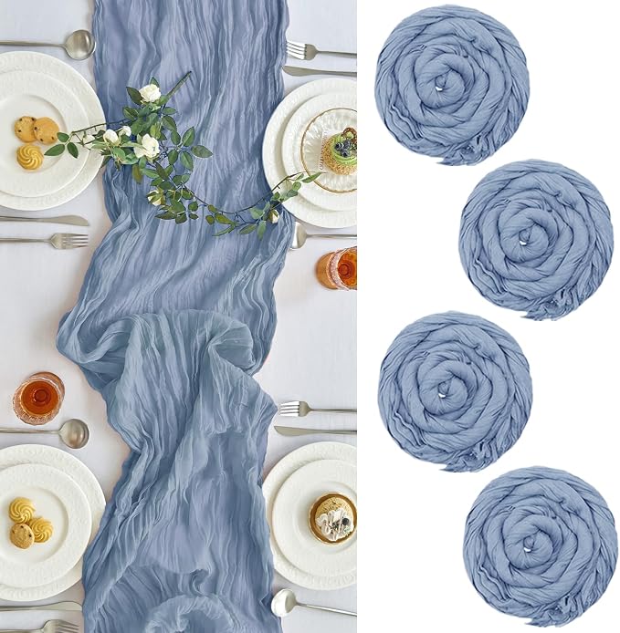 IVAPUPU Dusty Blue Table Runner 120 Inches by IVAPUPU