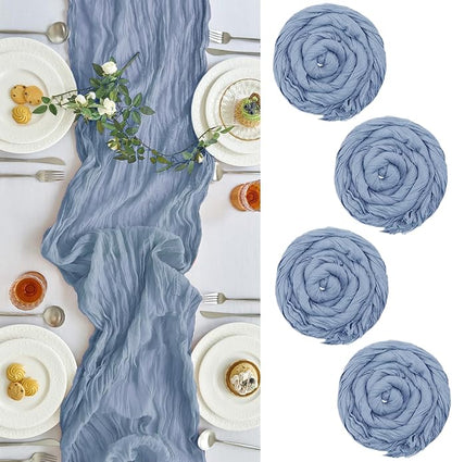 IVAPUPU Dusty Blue Table Runner 120 Inches by IVAPUPU