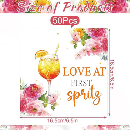 Spritz Bridal Shower Decorations - 50PCS Love at First Splitz Party Napkins Disposable Supplies, Cocktail Bachelorette Party Paper Napkins Supplies Decor (Size 6.5 Inch)