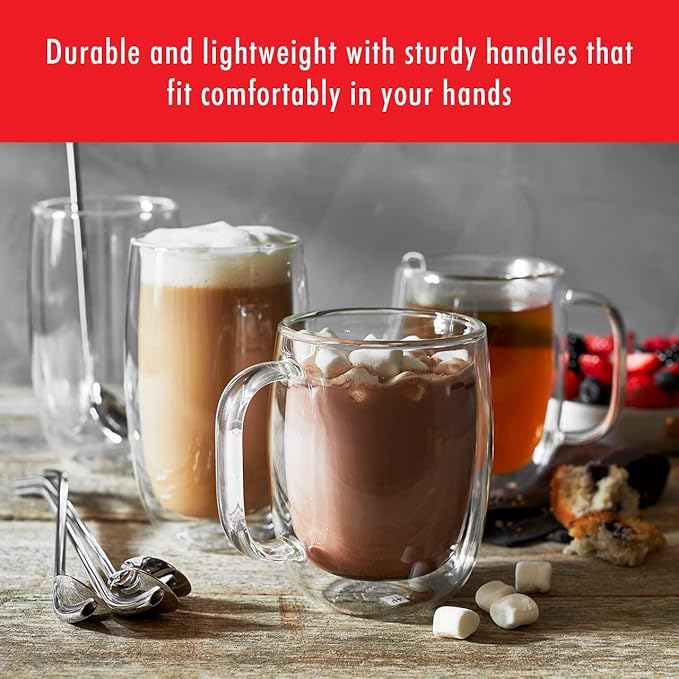 Zwilling Sorrento Plus 2-Pc Double Wall Insulated Glass Coffee Mug Set | - Image 5