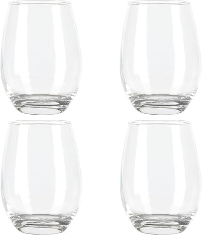 Martha Stewart Farrow 18 OZ Large Stemless 4 Pack Multipurpose Wine Glasses Set for Red or White Wine
