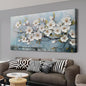 Anolyfi White Textured Flowers Wall Art for Living Room Canvas Wall Decor, Modern Elegant Landscape Wall Art for Dining Room Hallway Office Home 58"x29"