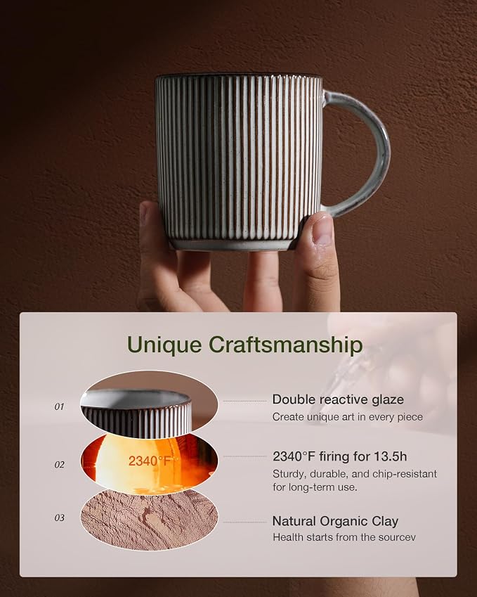 famiware Coffee Mug Set for 8, Star 12 oz Catering Mugs Cup Set - Image 6