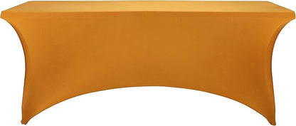 LZY Spandex Table Covers 6 Feet, Stretch/Fitted Table Covers for 6 Feet Folding Table, Rectangular Spandex Table Cloths for Wedding Party or Event (6FT-2PCS, Gold)