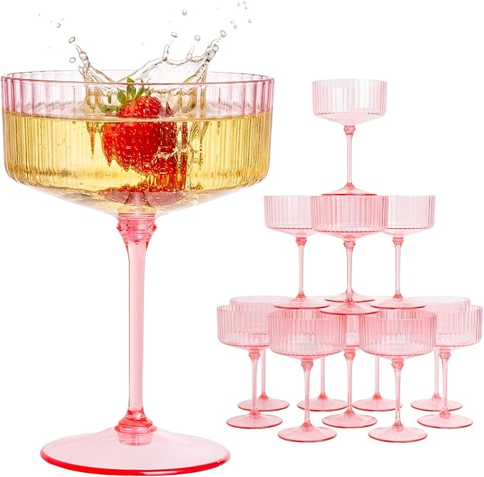 LIYH 20pcs Pink Martini Glasses 10 Oz Martini Glasses Plastic Disposable Pink by LIYHLoveinyourheart