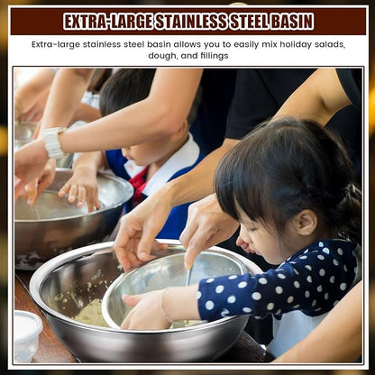 Nuogo 8 Pcs Stainless Steel Mixing Bowls Metal Mixing Bowls Extra Large Basin - Image 5