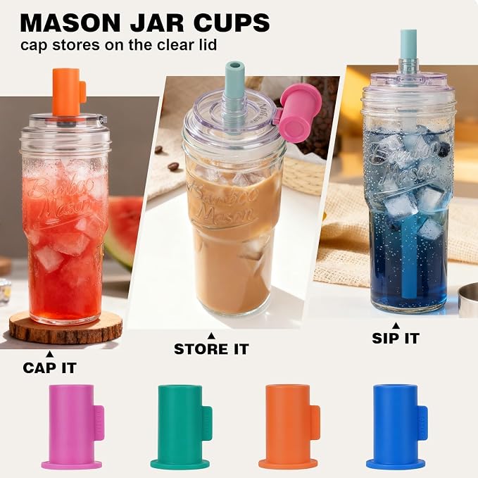 ANOTION Bamboo Mason 24oz Glass Tumbler - Image 2