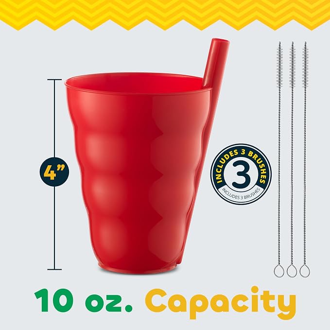 JoyServe 10 Oz Kids Cups with Built-In Straws BPA-Free Tumblers | Stackable - Image 2